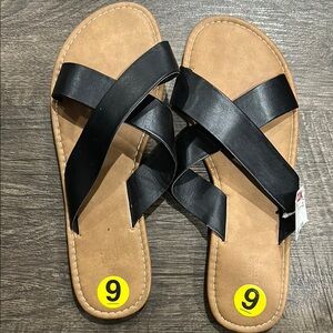Charlotte Russe Black and Tan Sandals